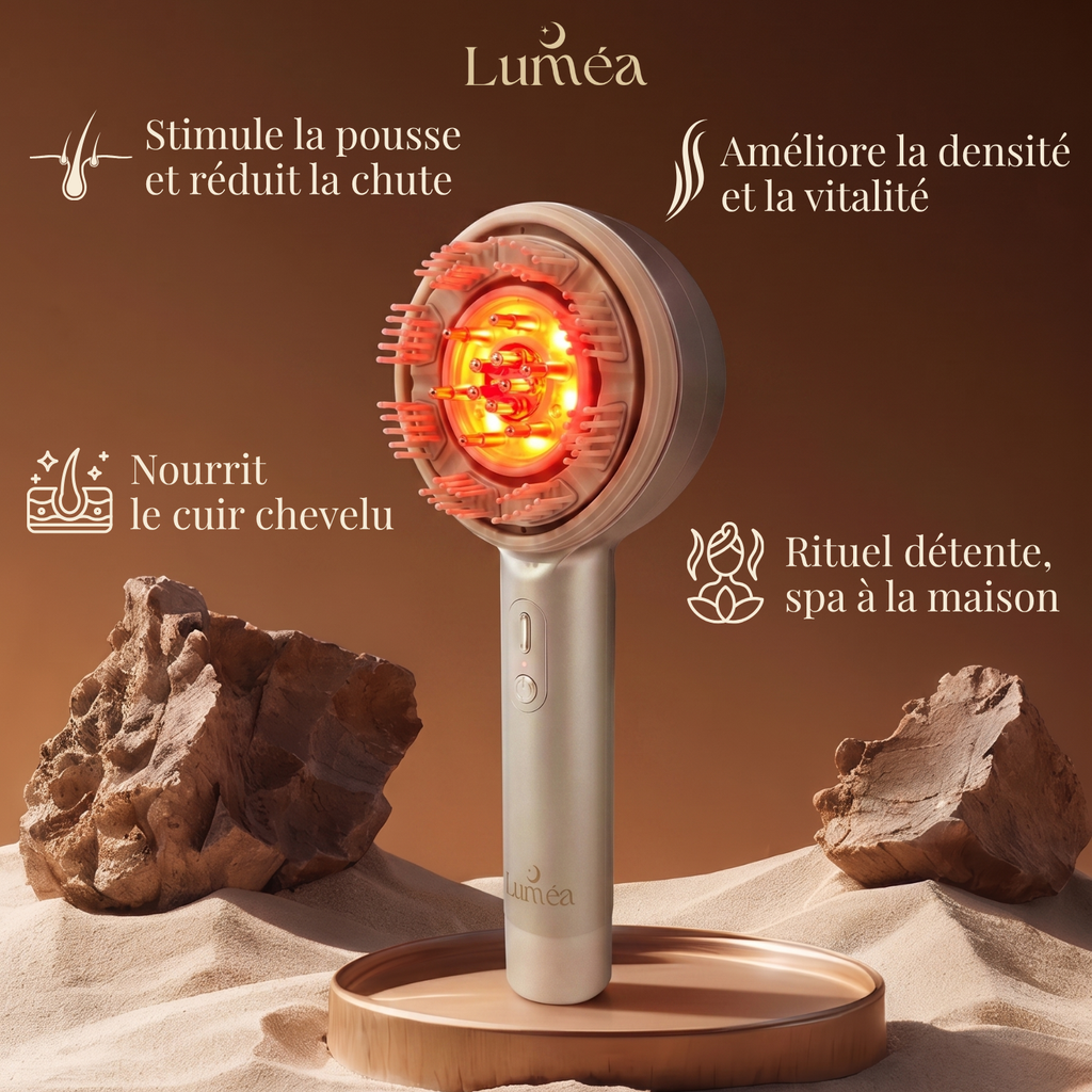 Brosse Massante à Lumière Rouge - Repousse Capillaire