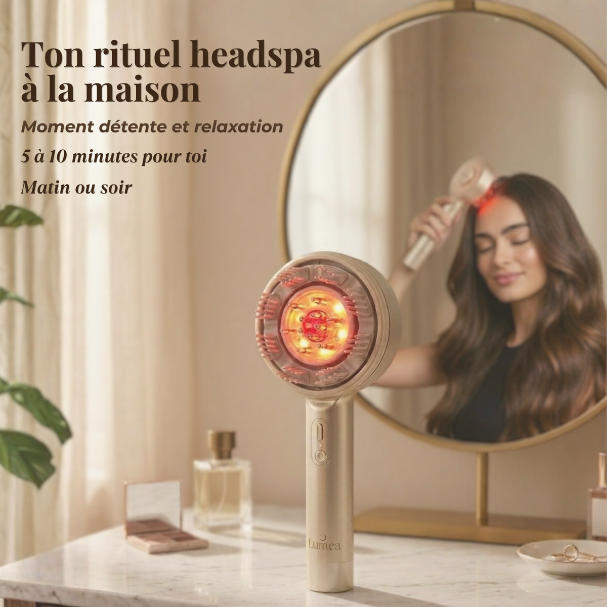 Brosse Massante à Lumière Rouge - Repousse Capillaire