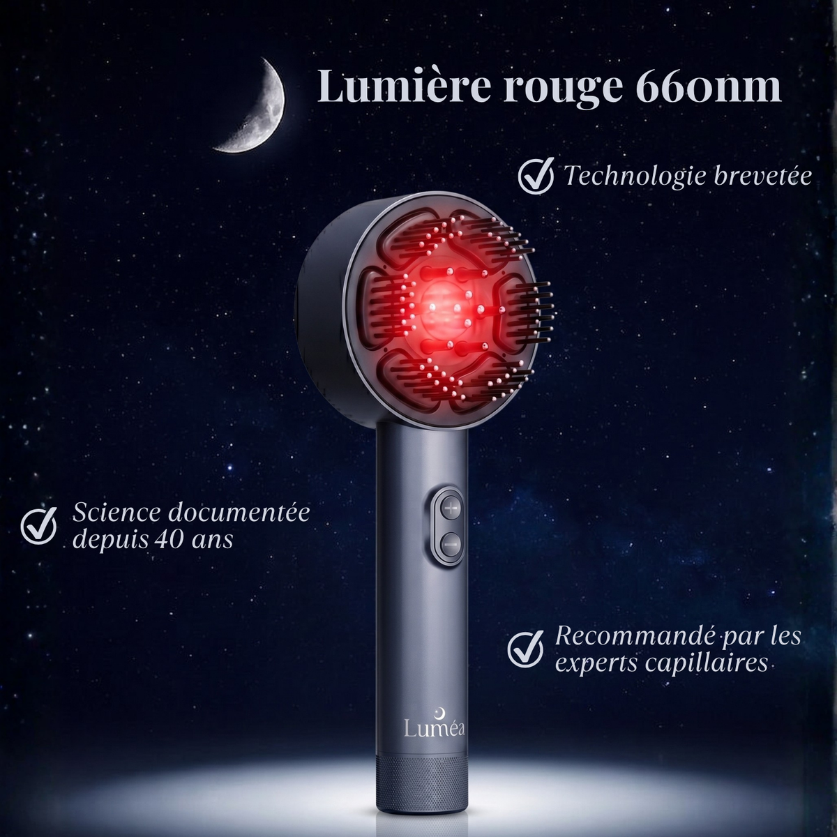 Brosse Massante à Lumière Rouge - Repousse Capillaire